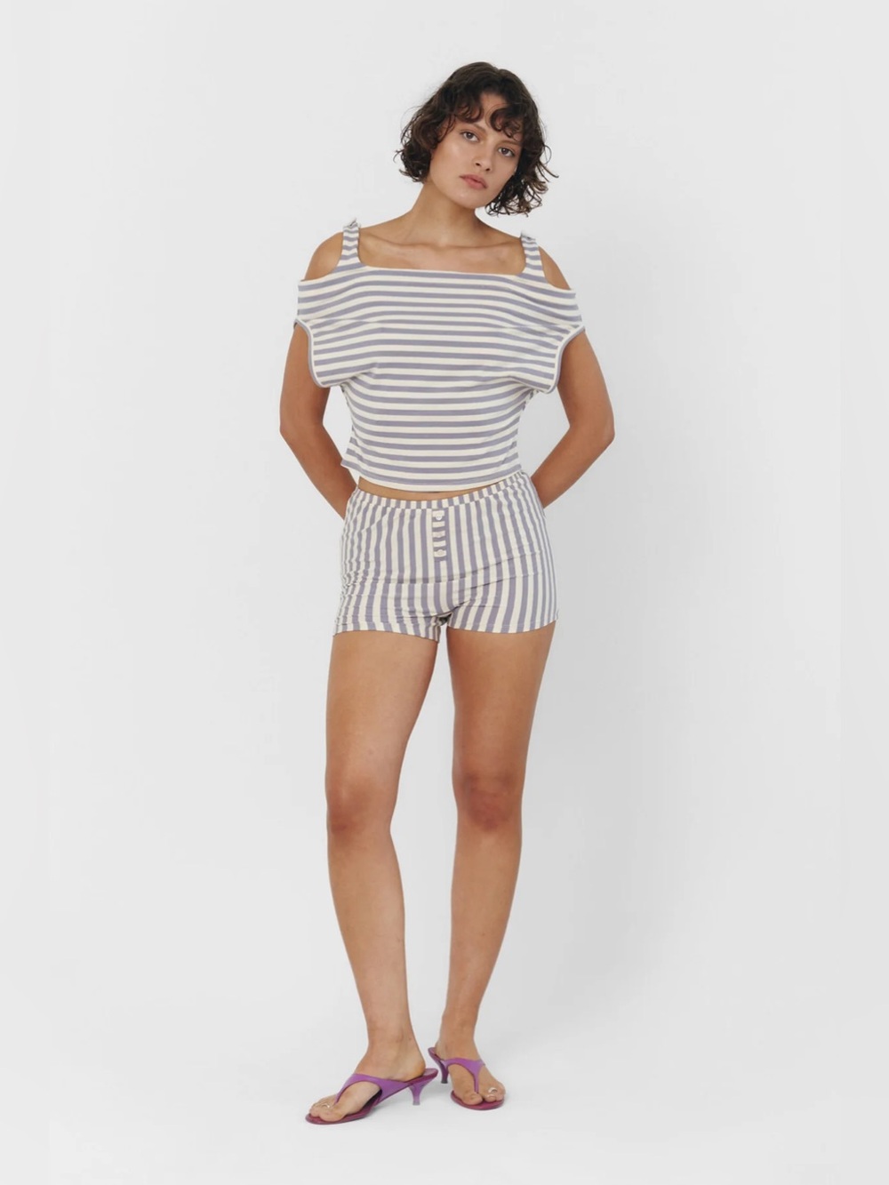 Find Me Now Renata Top and Jaci Short Set in Seaside Stripe, XS